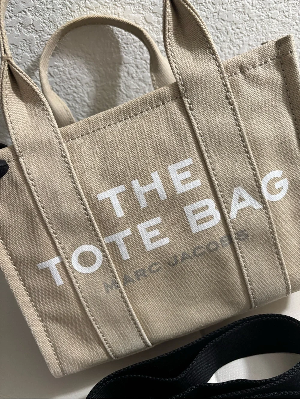 Marc Jacobs Small Canvas Tote in Beige with Black Strap